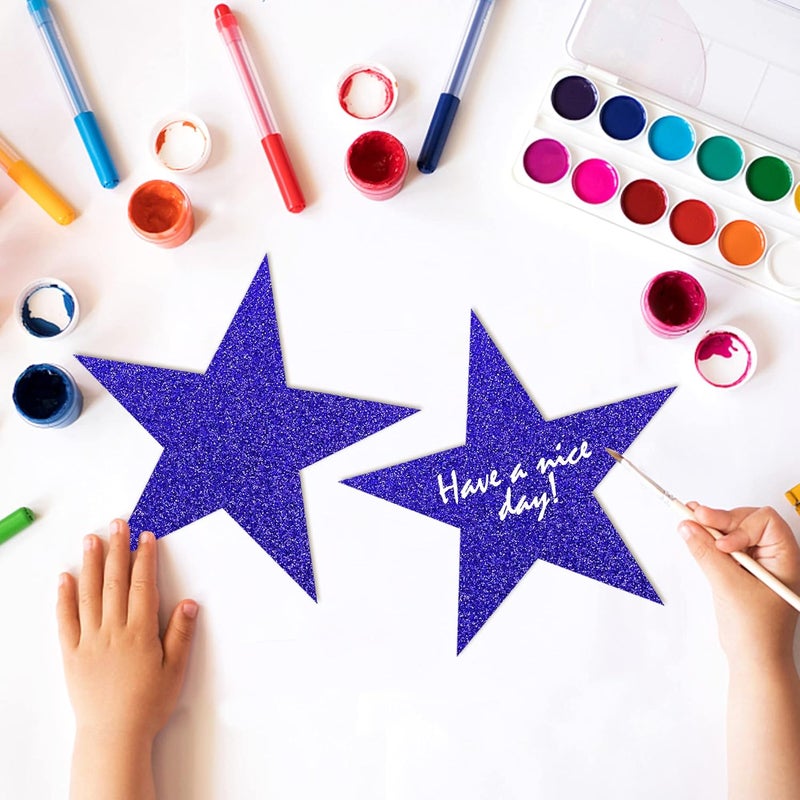 KEEPARTY 100 PCS Glitter Blue Five Star Cutouts Paper Stars Confetti Cutout Blue Star Cutouts for Bulletin Board Stars Accents Classroom Wall Party Decoration Supply - Image 4